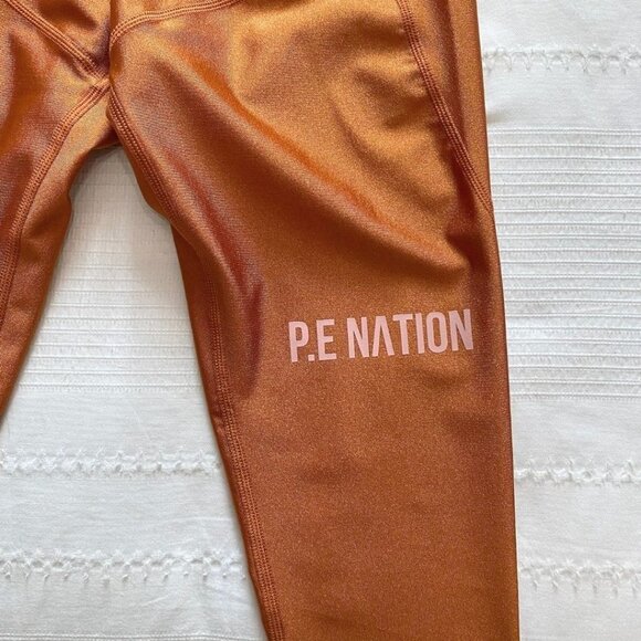 PE NATION ORANGE BLACK WHITE LOGO ELASTIC BAND LEGGINGS - XS - Picture 6 of 7